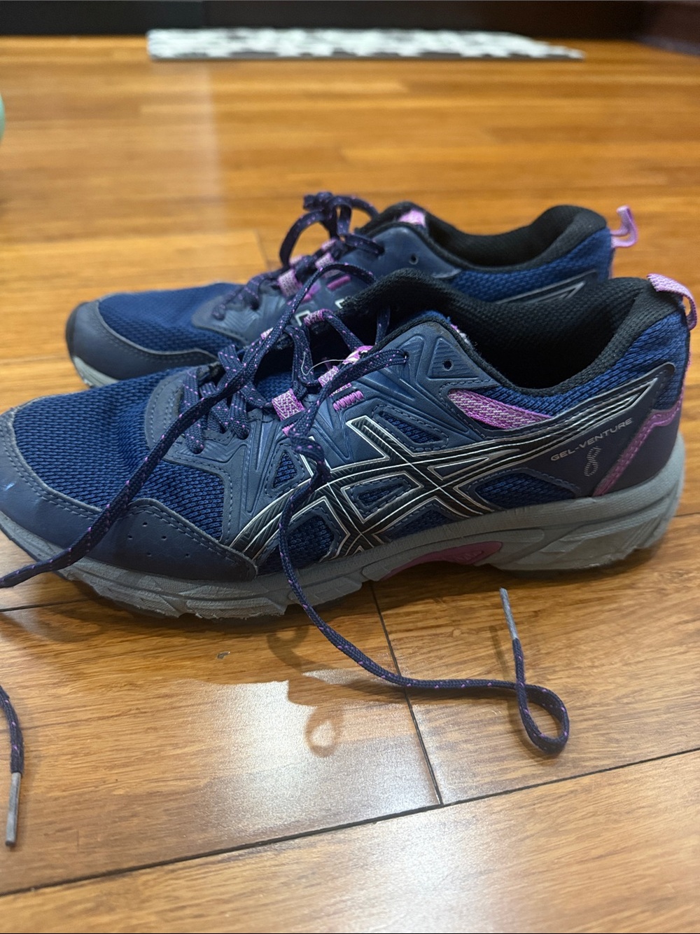 Asics Navy and Purple Trail Running Sneakers - Picture 3 of 5